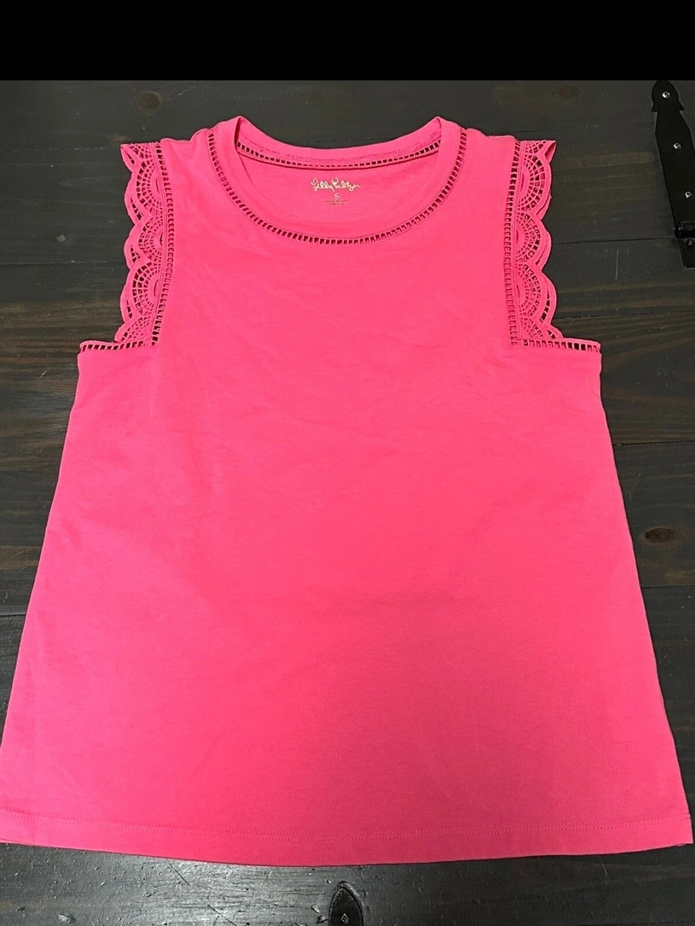 Lilly Pulitzer Pink Eyelet Trim Crewneck Tank